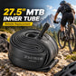 Black mountain bike inner tube coil with valve stem