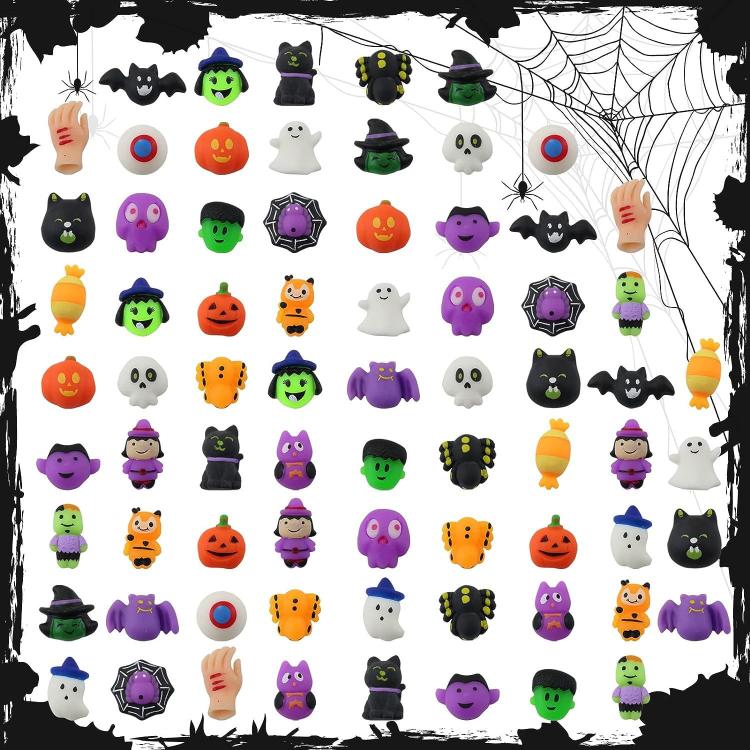 Assorted Halloween mochi squishy figures, multiple animal and ghost shapes