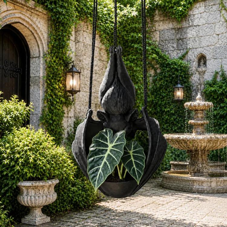 Hanging Bat Plant Pot Halloween Decoration, Small, Large