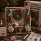 3D fabric poke art kit with framed Christmas wreath window scene and candles