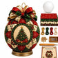 Christmas tree patchwork ornament DIY kit with ribbon bow, foam base, fabric pieces, beads, tool