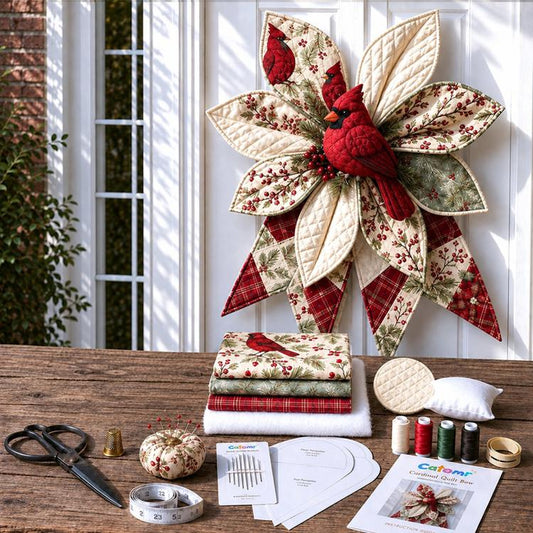 Patchwork Bow Wreath Sewing DIY Kit, Sunflower, Red Sparrow, Christmas, Halloween, Freedom Festival, Autumn Harvest, Highland Cattle, Bee