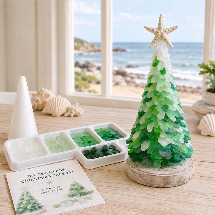DIY Sea Glass Christmas Tree Craft kit, Type A, Type B, Type C, Type D, Type E