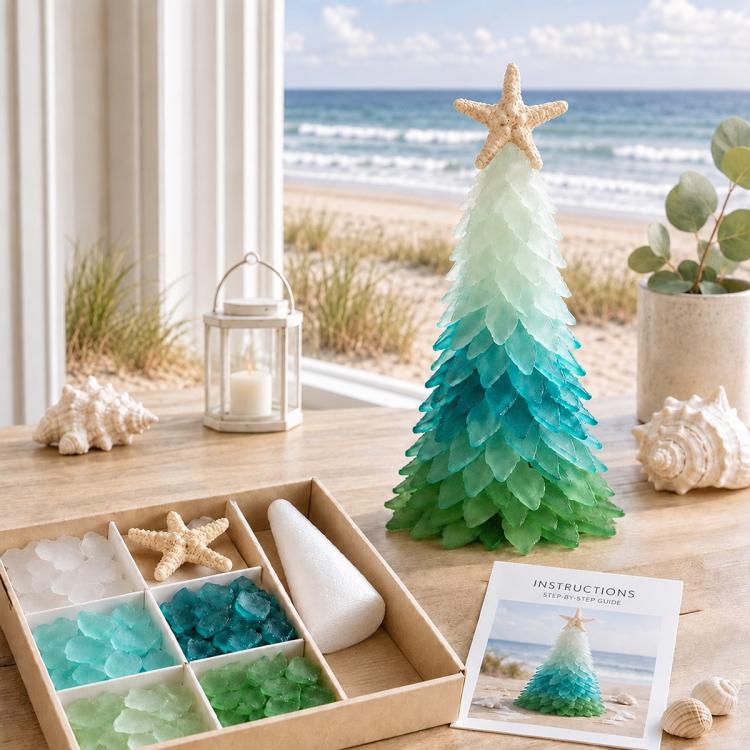 DIY Sea Glass Christmas Tree Craft kit, Type A, Type B, Type C, Type D, Type E