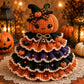 Crochet Halloween tabletop decor DIY kit: pumpkin character with witch hat and bell