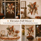 Fall decor display featuring layered woodland fox quilt bow on a wall