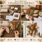 Fox quilt bow sewing kit instruction steps with fabric pieces and measuring tools