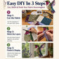 DIY craft kit instruction panel for cutting and stitching a layered hummingbird
