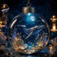Round crystal PET ornament with whale inside, gold cap, and hanging chain