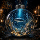 Round crystal PET ornament with shark inside, silver cap, and hanging chain