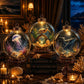 Set of three marine-life crystal ornaments with gold caps and hanging loops