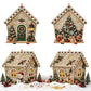 Set of Christmas house ornaments with pearl bead and rhinestone accents, Santa scenes