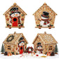 Set of snowman-themed Christmas house ornaments with beaded pearl and rhinestone details