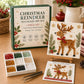Reindeer sea glass art kit with mosaic card, guide, and colored tile tray