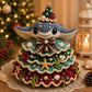 Crochet manta ray Christmas tree DIY kit figure with plaid bow and bell topper