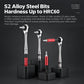 S2 alloy steel bit set with chrome screwdriver tips and red guide sleeves
