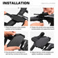 Bike phone holder installation steps showing strap attachment and phone placement