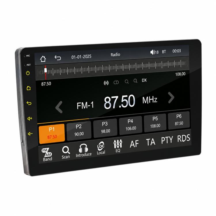 In-dash car MP5 player with large touchscreen showing app icons