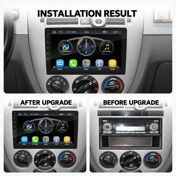 Car dashboard installation with in-dash double-DIN touchscreen multimedia receiver