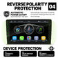 Black double-DIN car stereo with touchscreen showing phone link, BT audio, Radio, USB