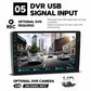 Double-DIN car stereo touchscreen with video preview screen and DVR USB signal interface
