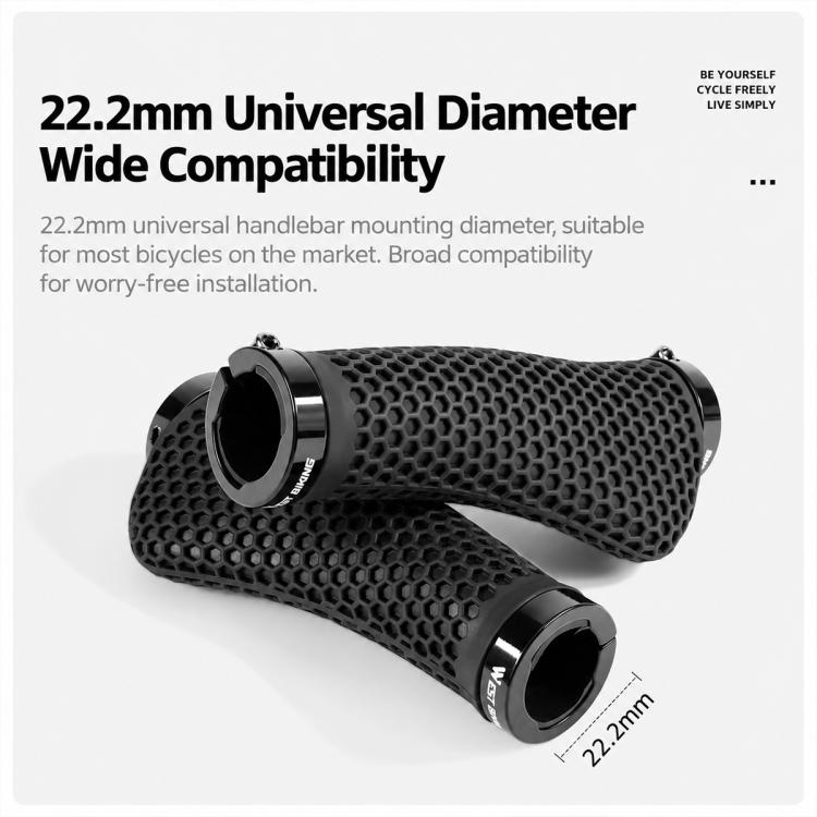Black honeycomb MTB handlebar grips with 22.2mm universal diameter ends