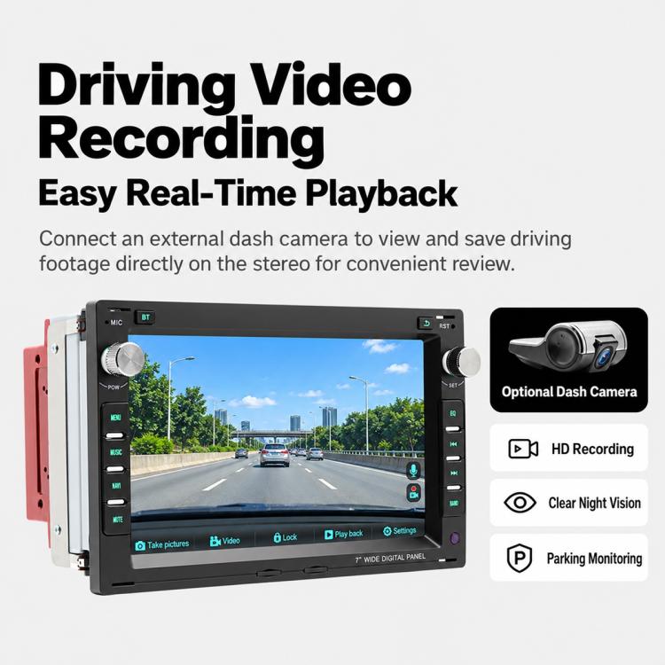 Car multimedia receiver with touchscreen and optional dash camera recording display