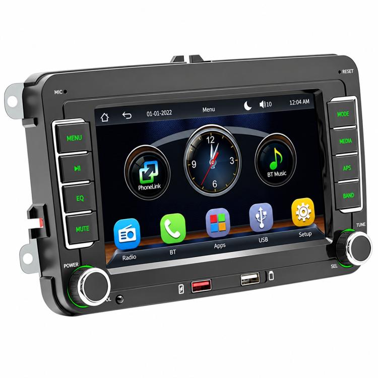 7-inch car MP5 player touchscreen stereo head unit with knob controls and app icons
