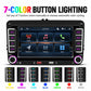 Car MP5 player with configurable button lighting colors and touchscreen menu