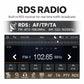 Car MP5 multimedia head unit screen with FM radio interface and RDS icons