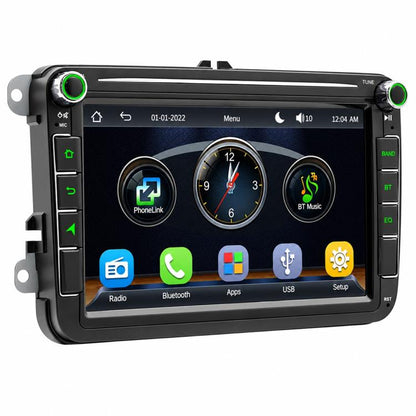 8-inch in-dash MP5 car stereo receiver with dark screen and app icons
