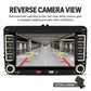 8-inch in-dash MP5 car stereo showing reverse camera parking lines and optional camera