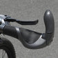 Black mountain bike handlebar grips with bar end and curved palm support