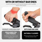 Black mountain bike grips with bar ends to help align wrists