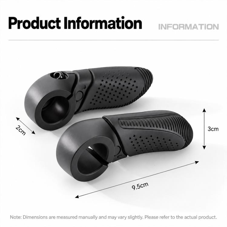 Pair of black bicycle thumb rest bar grips with perforated textured surfaces