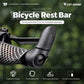 Black bicycle rest bar thumb grip end on handlebar with perforated rubber pad