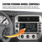 Car MP5 player head unit with touchscreen and control knobs, mounted in car dashboard