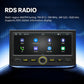 Car MP5 player touchscreen display with radio and app icons, front panel view