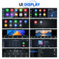 Car MP5 player UI display options on touchscreen, showing media and settings screens