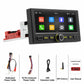 Car MP5 player head unit with touchscreen and included accessories kit, side view