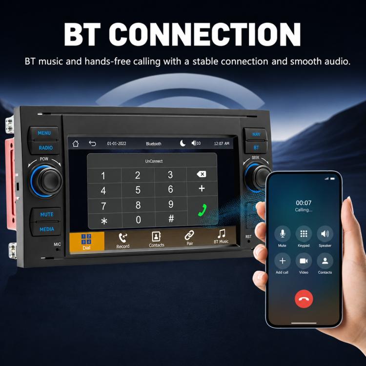 Car MP5 player stereo with Bluetooth call screen and phone connection