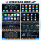 Car MP5 player stereo displaying multitile app interface screens
