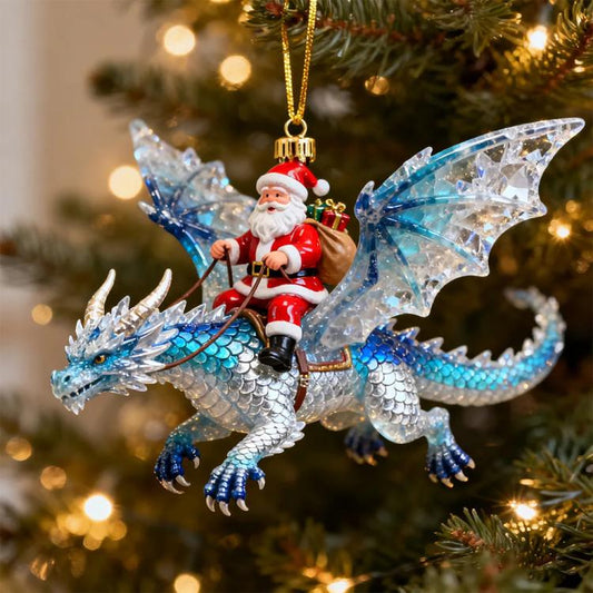 Santa Dragon Riders Ornament Collection, Red, Black, Blue, Green, Gold, White, 6 in 1 Color Mixed Set