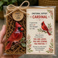 Emotional support glass cardinal animal gift in clear box with message card