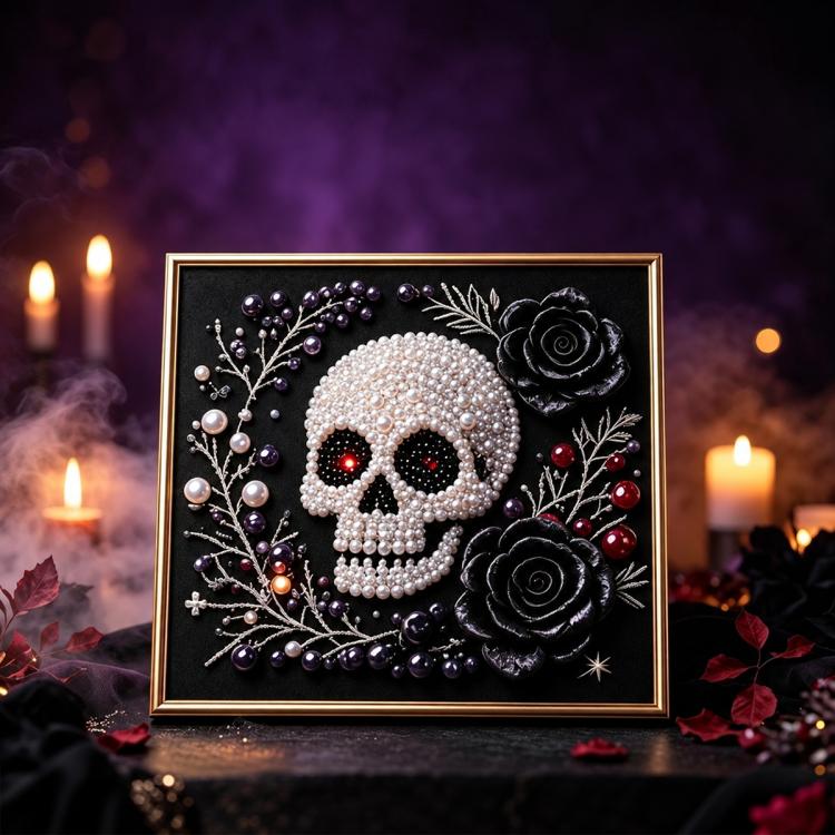 Dark Halloween Diamond Painting Kit, 20cm  Frameless, 30cm Frameless, 20cm With Frame, 30cm With Frame