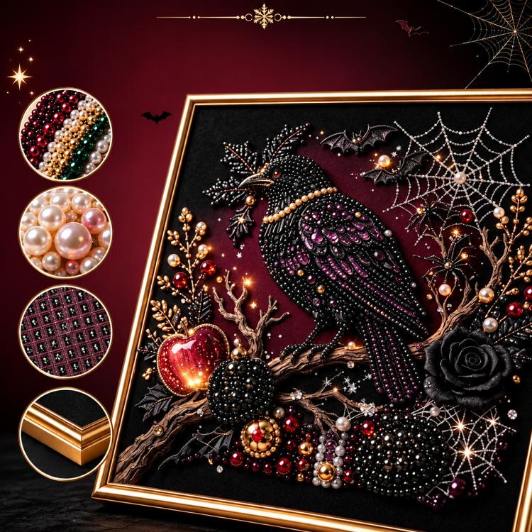 Dark Halloween Diamond Painting Kit, 20cm  Frameless, 30cm Frameless, 20cm With Frame, 30cm With Frame