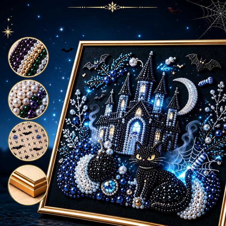 Dark Halloween Diamond Painting Kit, 20cm  Frameless, 30cm Frameless, 20cm With Frame, 30cm With Frame