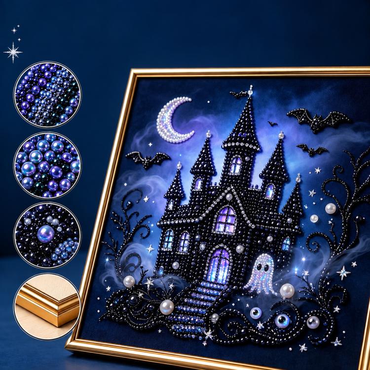 Dark Halloween Diamond Painting Kit, 20cm  Frameless, 30cm Frameless, 20cm With Frame, 30cm With Frame