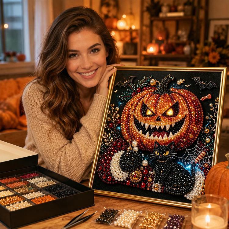 Dark Halloween Diamond Painting Kit, 20cm  Frameless, 30cm Frameless, 20cm With Frame, 30cm With Frame