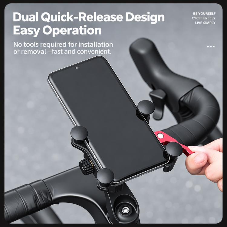 Shockproof bike phone mount holding a smartphone on handlebars